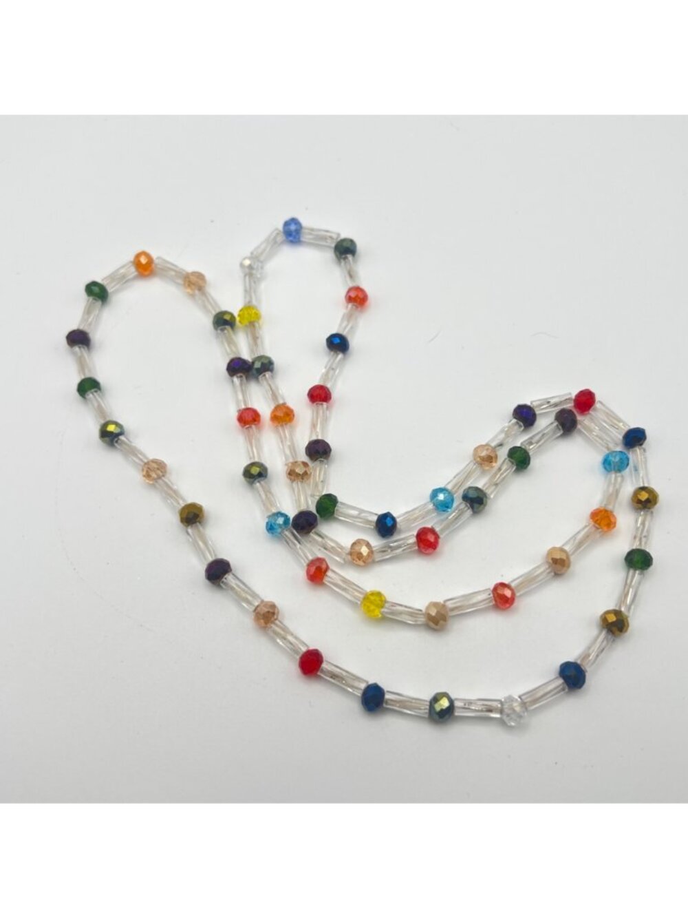 Lot Of 4 Multi-Color Stretch Glass Necklaces 36" & 30" Faceted Cube Beads Boho - Picture 11 of 12